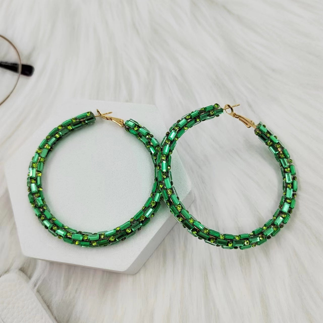 Splendid Diamond Shiny Big Circle Affordable Luxury Fashion Rhinestone Color Earrings