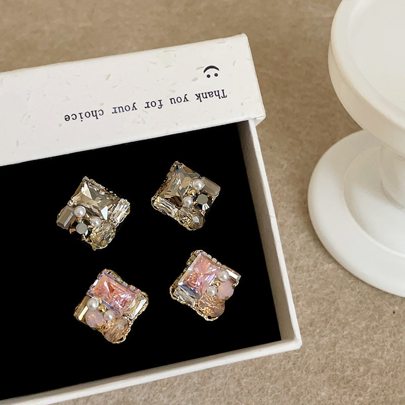 Women's Design Geometric Crystal Pearl Square For Mild Luxury Rings