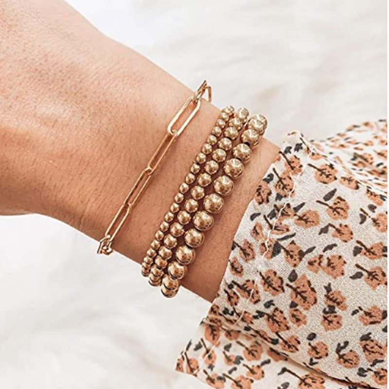 Women's Copper Golden Balls Chain Beach Style Bracelets