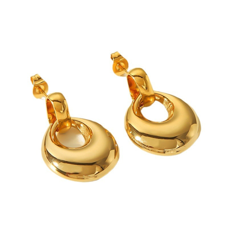 Women's Niche Design Gold Stainless Steel Earrings