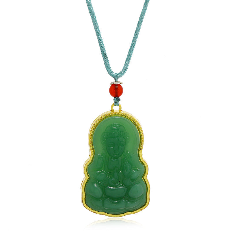 Women's & Men's Inlaid With Jade Buddha Beryl Sweater Pendants