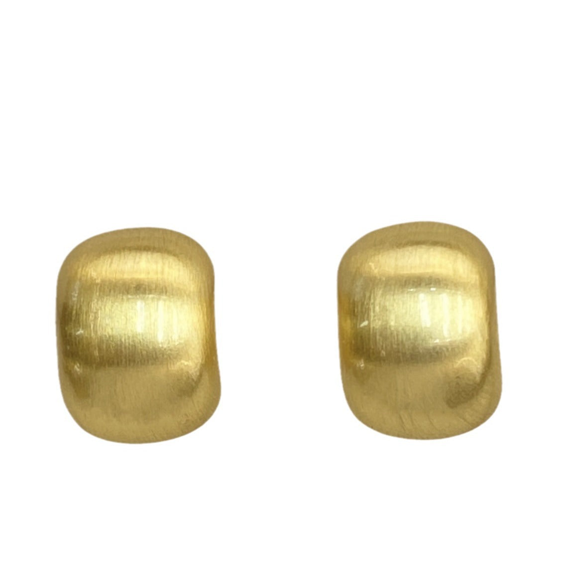 Women's Copper Gold-plated Small Bean Metal Matte Brushed Minimalist Commuter Stud Earrings