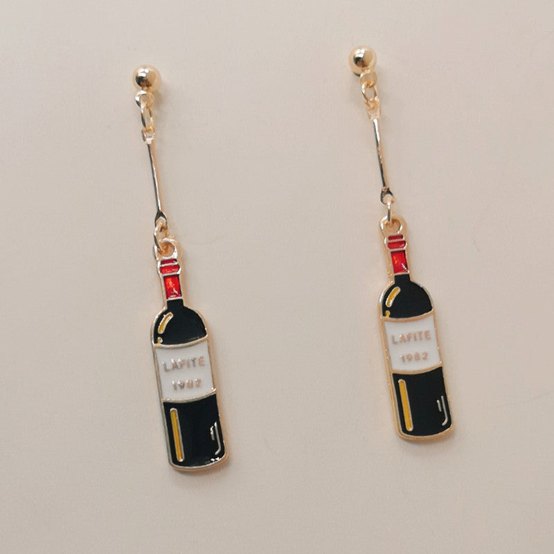 Enamel Wine Glass Red Mini Food Gifts Earrings