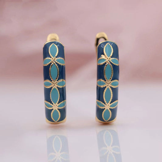 Women's Steel Fashion Elegant Retro Style Dripping Oil Craft Earrings