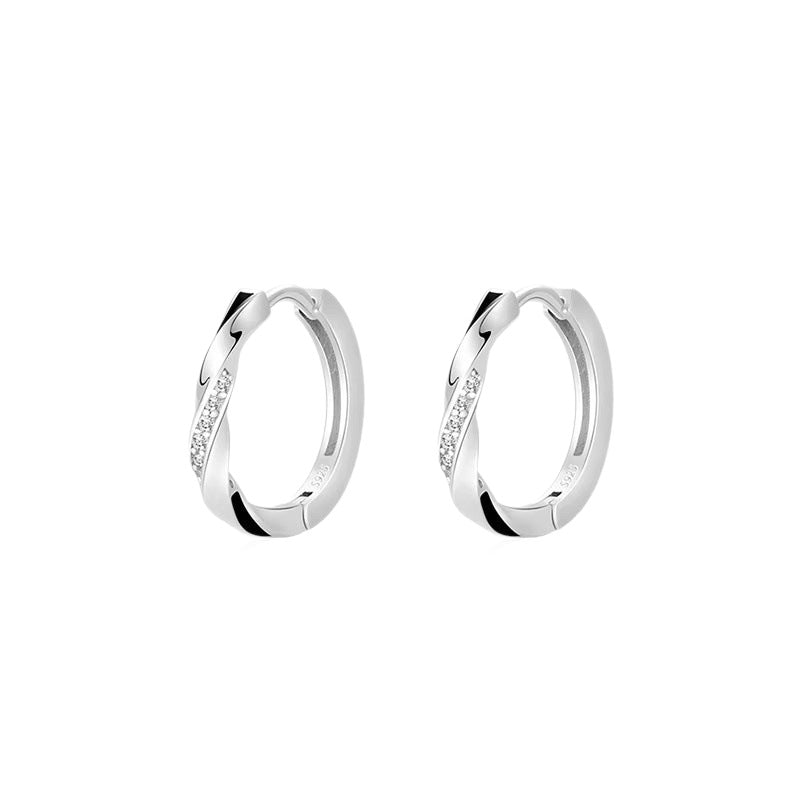 Women's Sier Needle Mobius Rhinestone Clip Fashion Personalized Minority Design Sense Ear Buckle