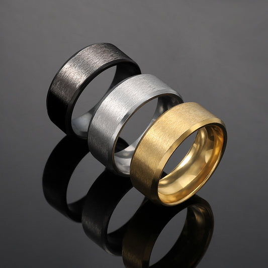 Men's Titanium Steel Frosted Glossy Stainless Brushed Rings