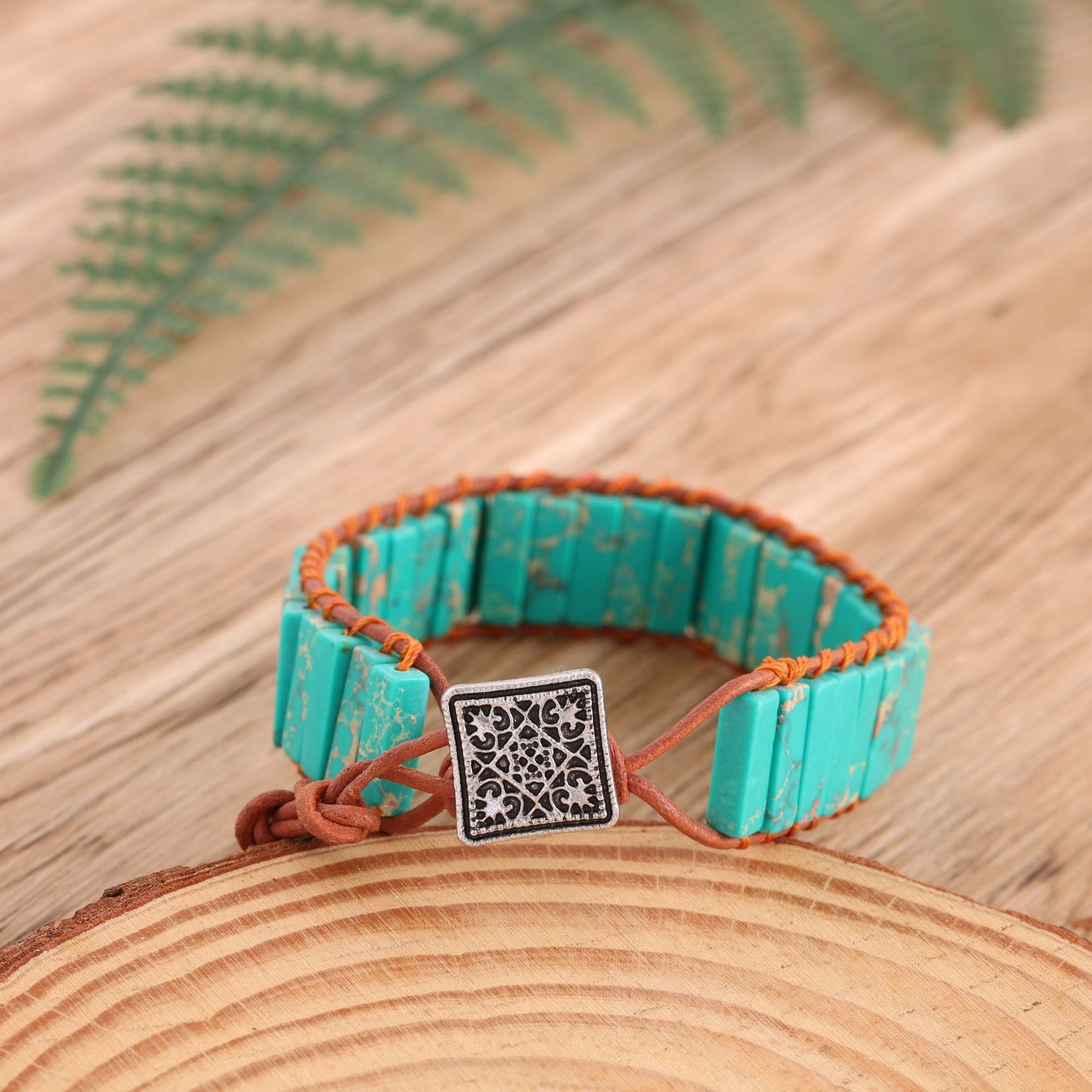Natural Stone Imitated Handmade Woven Leather String Bohemian Bracelets