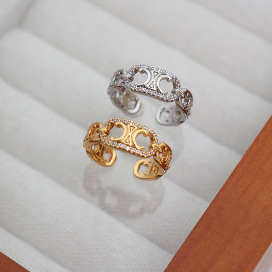 Female Light Luxury Hollow Open-end Adjustable Niche Rings