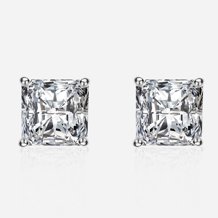 Zircon Simple Temperament Square Female Ear Rings