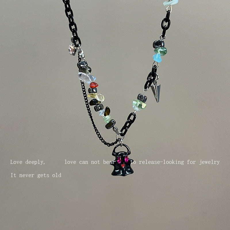 Black White Ghost Monster Female Design Sweet Cool Wind Beaded Necklaces