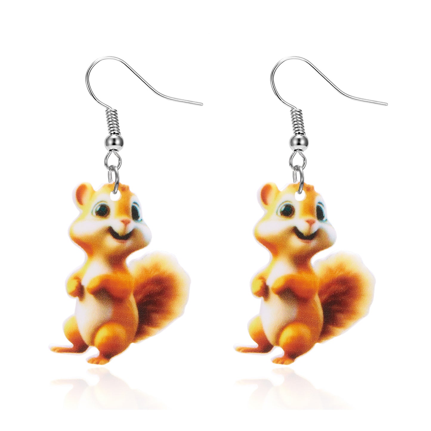 Acrylic Fashionable Autumn Squirrel Pine Cone Earrings