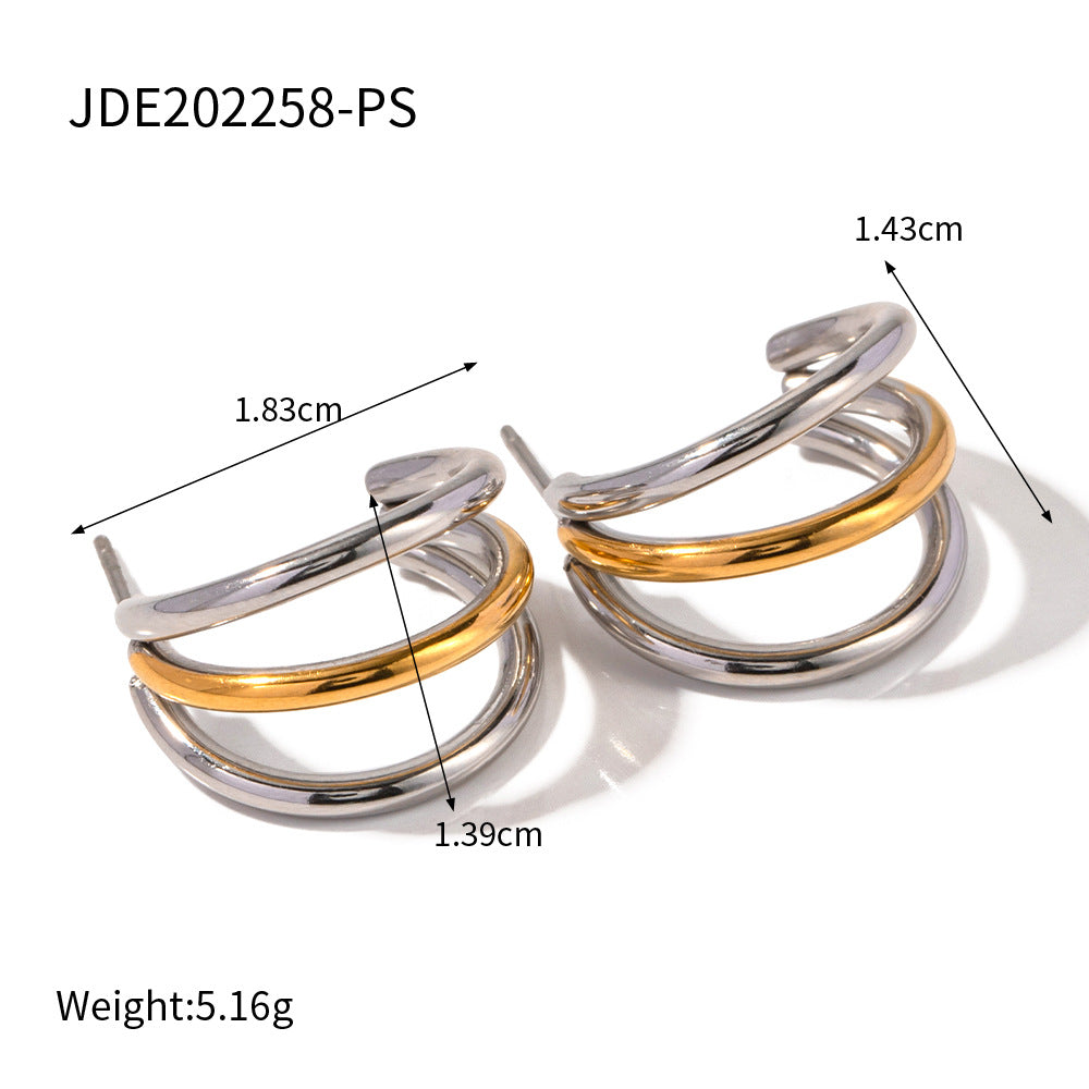 Steel Shaped Contrast Color High Sense Earrings