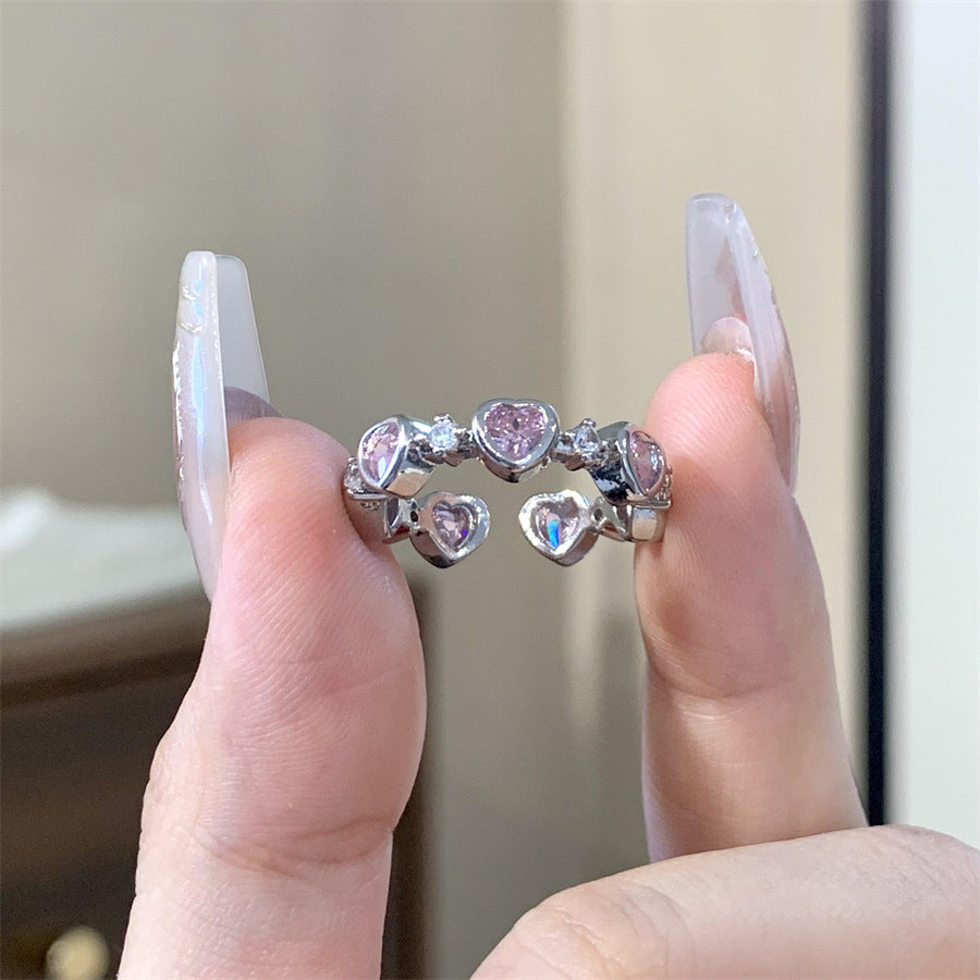 Women's Zircon Bow Love Heart-shaped Light Luxury High Rings