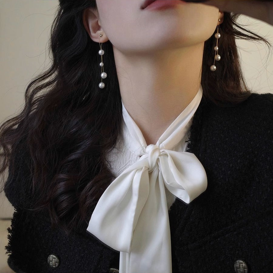 Women's High-grade Long Fringed Pearl Elegant Ear Threads Make Your Face Rings