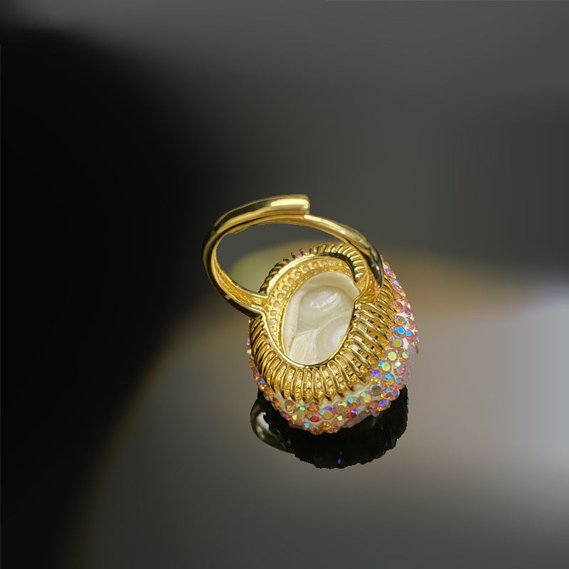 Open-end Holder Hand Inlaid Czech Brick Ring