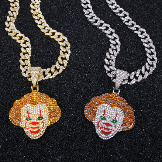 Men's Clown Diamond Alloy Personality Hipster Hip Hop Style Pendants