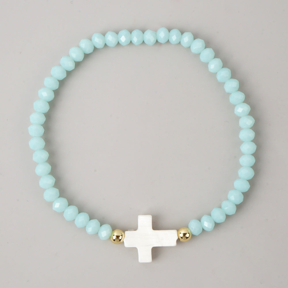 Women's Style Copper Bead Shell Cross Color Bracelets