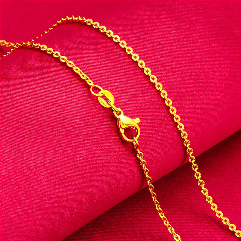 Women's Lobster Buckle Color Gold Plated Water Wave Chain Snake Bones Necklace