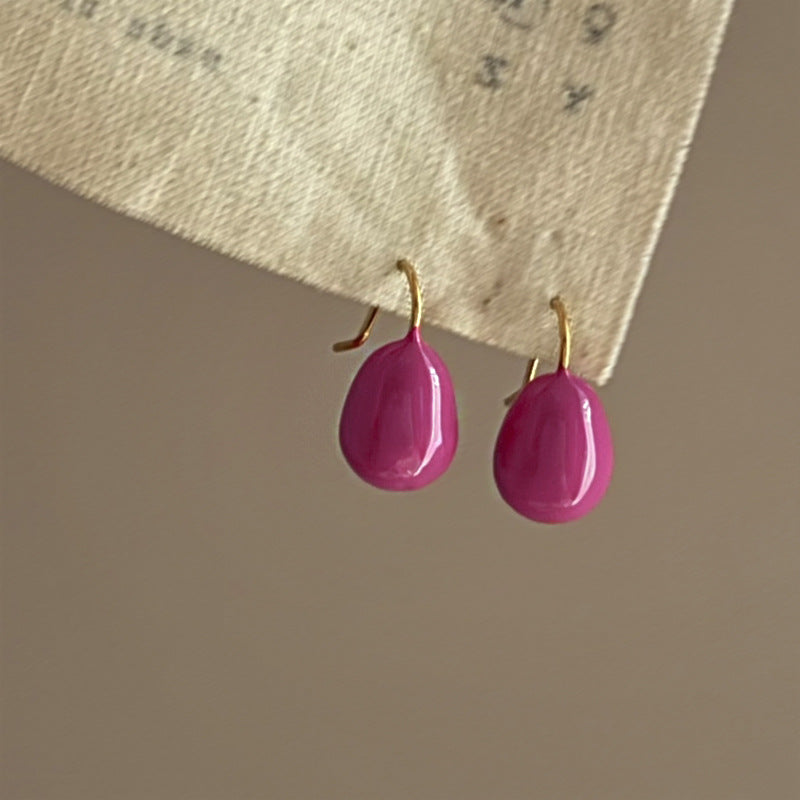 Women's French Style Colorful Oil Water Drop Light Luxury Minority Temperament Earrings