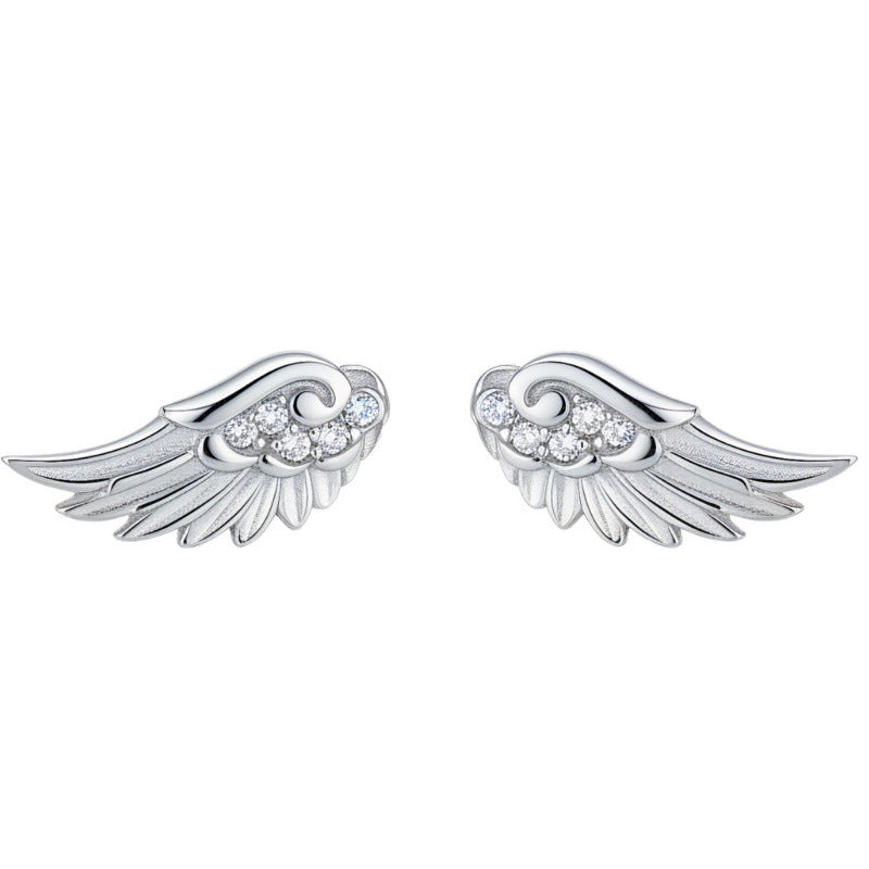 Angel Wings Female Zircon Titanium Alloy Light Luxury Rings