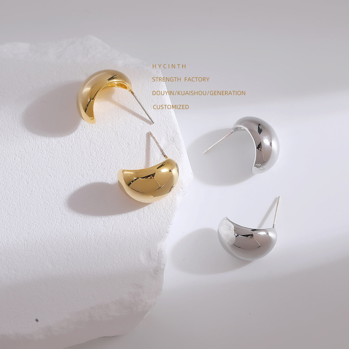 Metal Small Beans Tide Retro Style Female Earrings