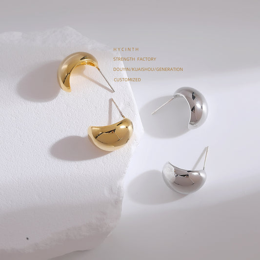 Metal Small Beans Tide Retro Style Female Earrings