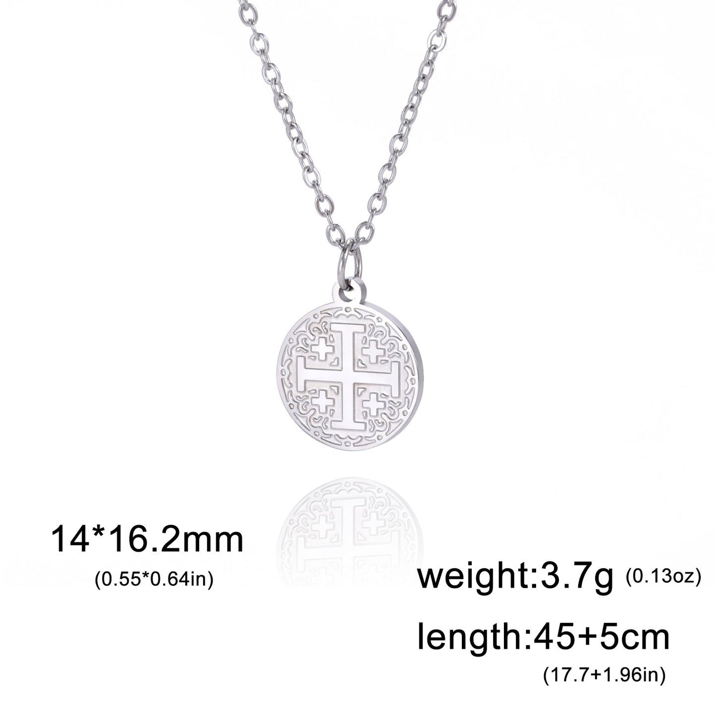 Cut Titanium Steel Round Corrosion Cross Necklaces