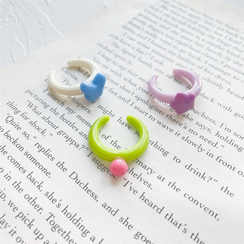 Cute Heart Resin Small Butterfly Open Adjustable Index Finger Ring