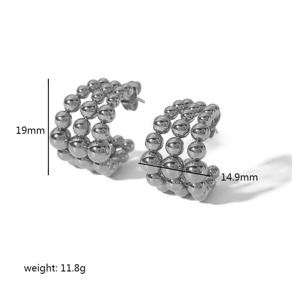 Luxury Design Round Beads Connection Shaped Earrings