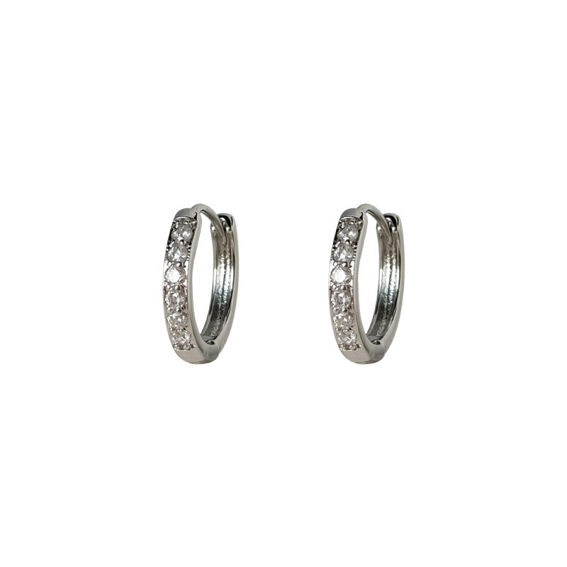 Style Micro Inlaid Zircon Circle Ear Clip Round Geometric Simple Earrings