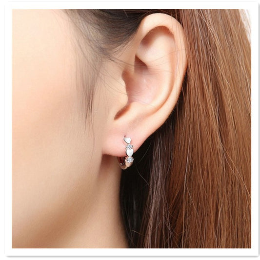 Women's Peach Heart Ear Clip Rhinestone Zircon Earrings