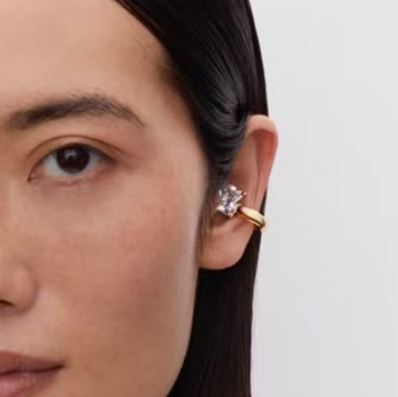 Generous Zircon Titanium Steel Gold Plating Earrings