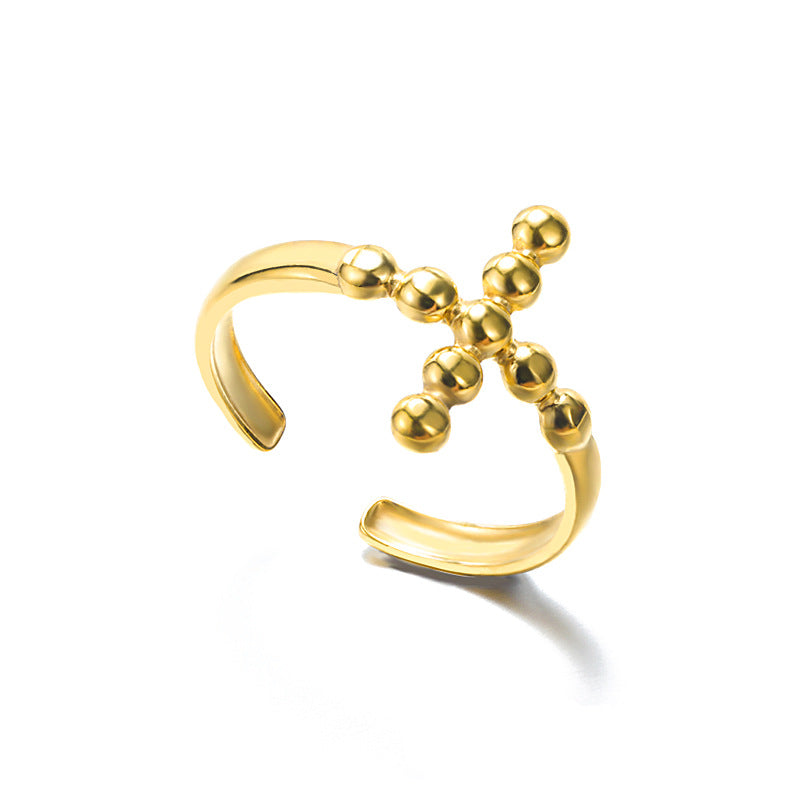 Women's & Men's Vintage Gold Stainless Steel Open For Cross Rings