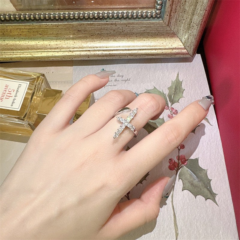 Cold Style Cross Super Flash Open Personalized Live Ring