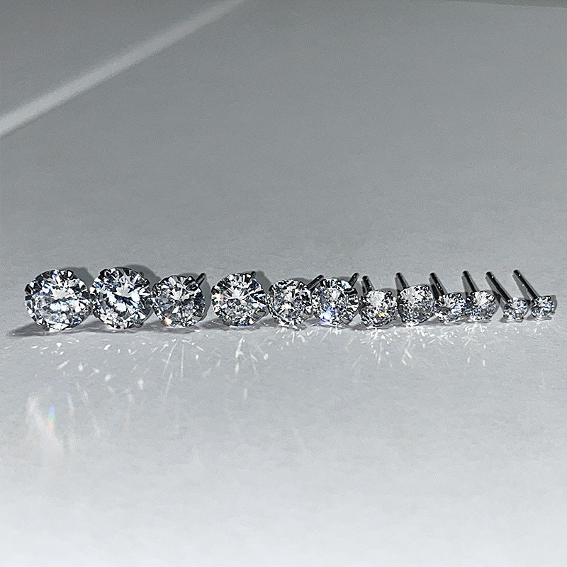 Women's Ear Bone Pin Sier For Simple Stud Earrings