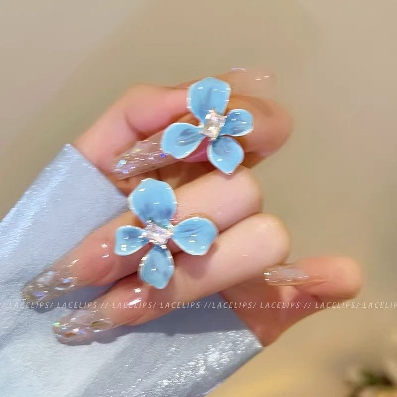Women's Blue Flower For Spring Light Luxury High-grade Niche Stud Earrings
