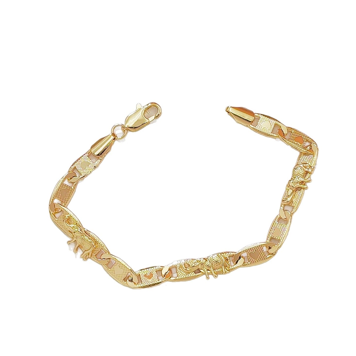 Women's Bright Surface Carven Design Elephant Gold Bracelet