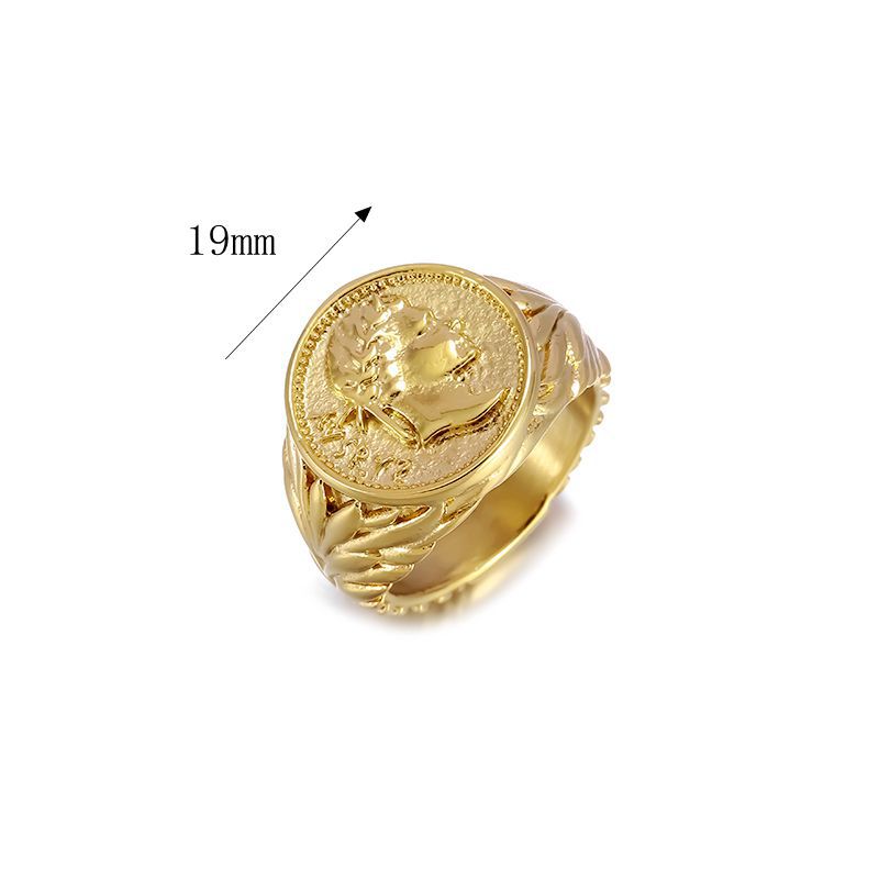 Empire Caesar Stainless Steel Vintage Electroplated Coin Casting Rings