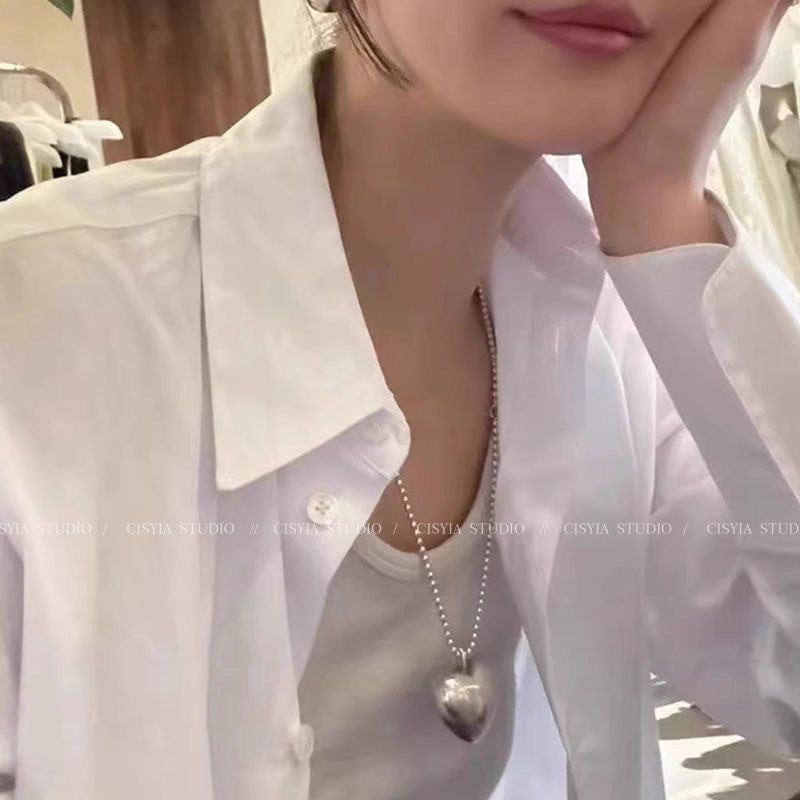 Women's Autumn Korean Style Sier Sweater Chain Necklaces
