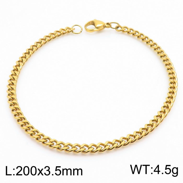 Men's Fashion Side Flat Chain Stainless Steel Bracelets