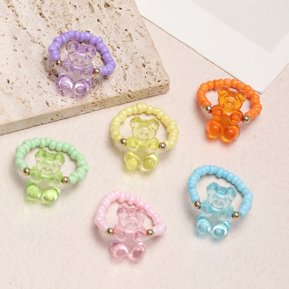 Style Jelly Resin Bear Environmental Protection Rings
