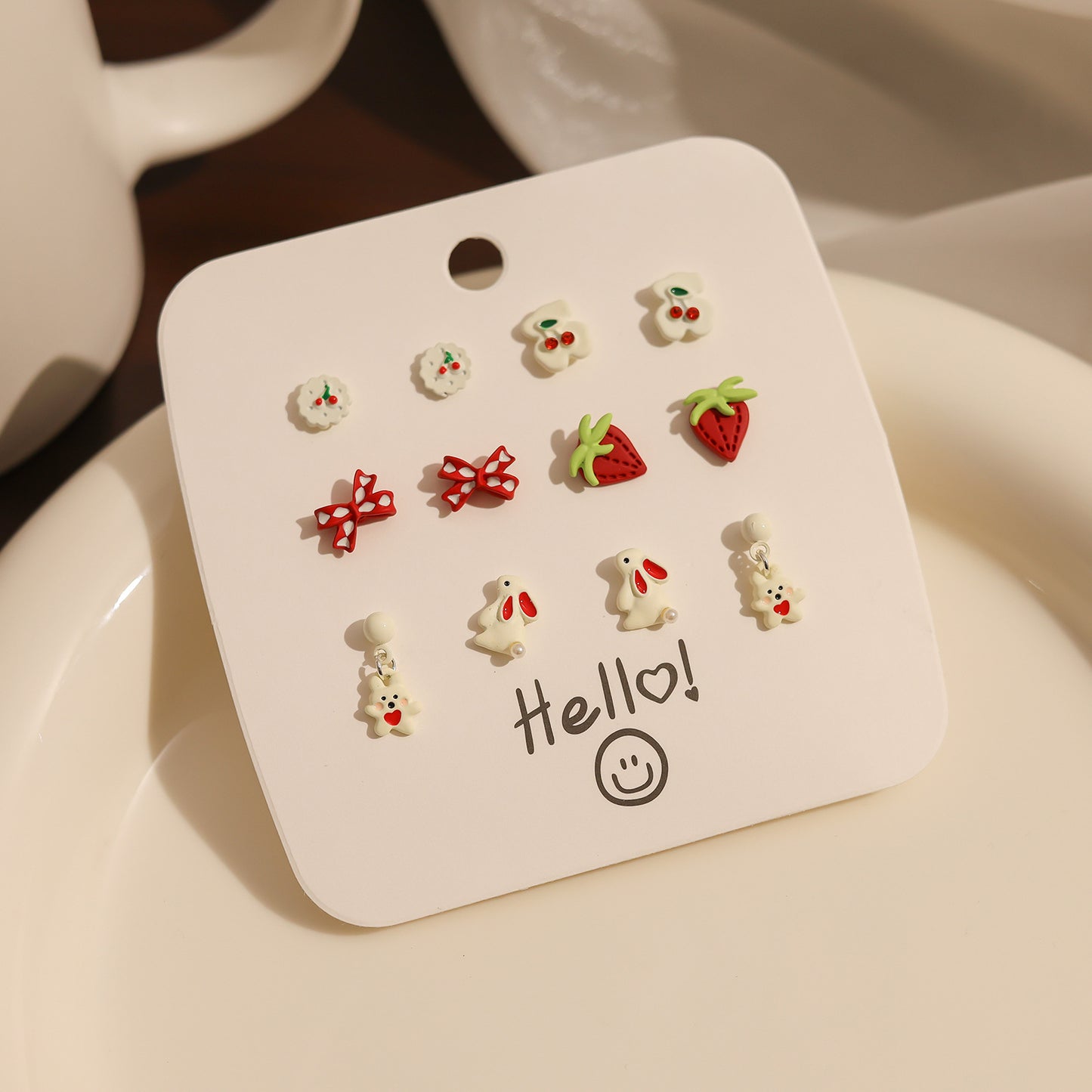 Compact Sier Combination Cute Wild Stall Stud Earrings