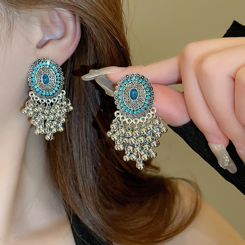 Women's Phoenix Crescent Tassel Niche Retro Design Earrings