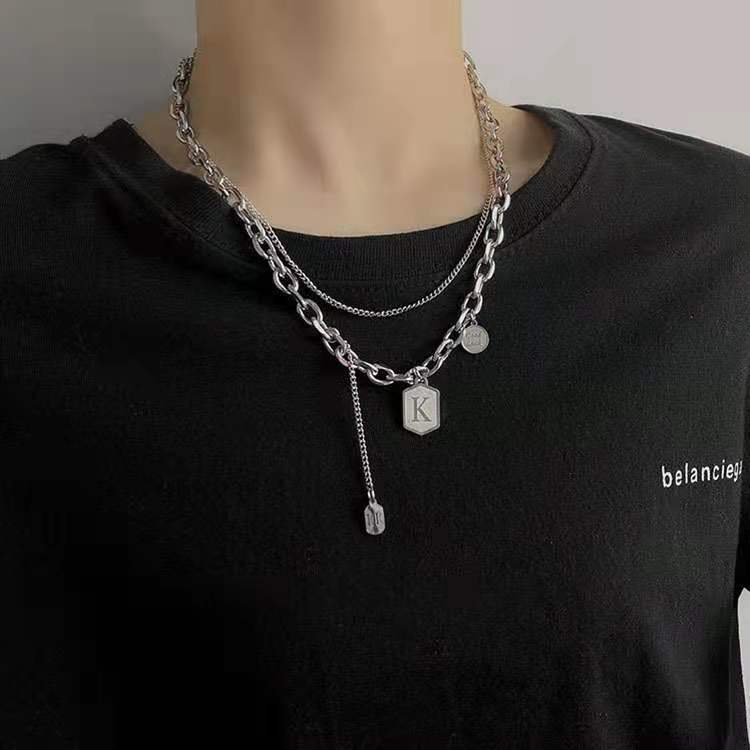 Women's & Men's Fashion Simple Titanium Steel Sweater Chain Personalized Hip Hop Necklace