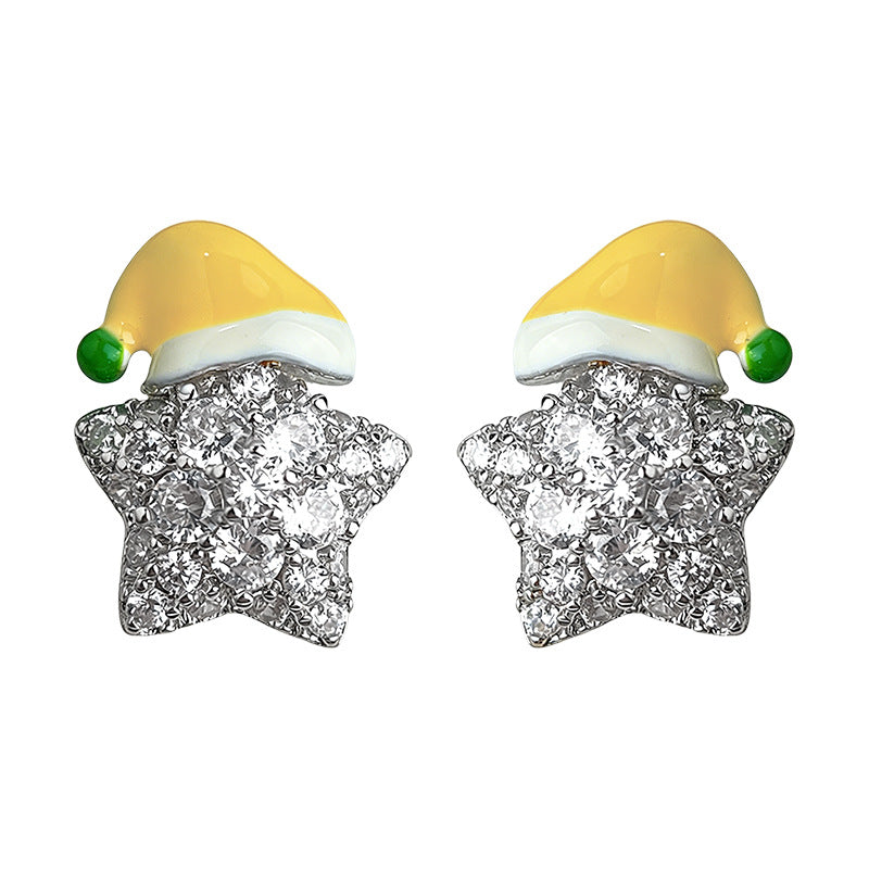 Micro Inlaid Zircon Enamel Drip Glazed Star Ear Creative Personalized Stud Earrings