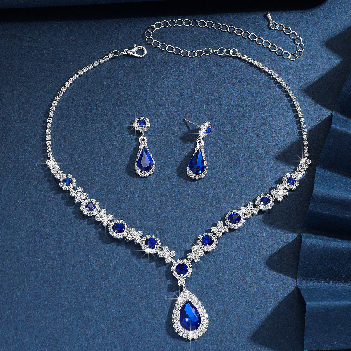 Women's Bridal Crystal Water Drop Two-piece Jewelry Set