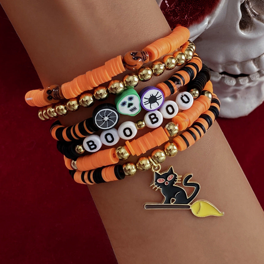 Halloween Bat Pumpkin Spider Lifting Artificial Crystal Bracelets