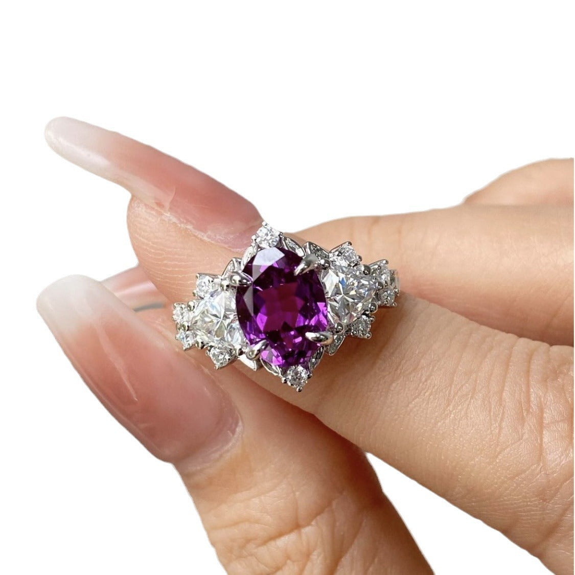 Women's Alloy Inlaid Purple Zircon Engagement Rings