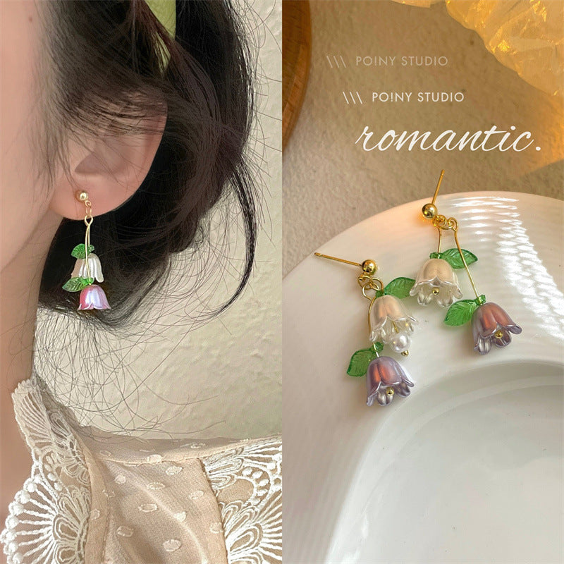 Fashion Pink Tulip Small Fresh Flower Earrings