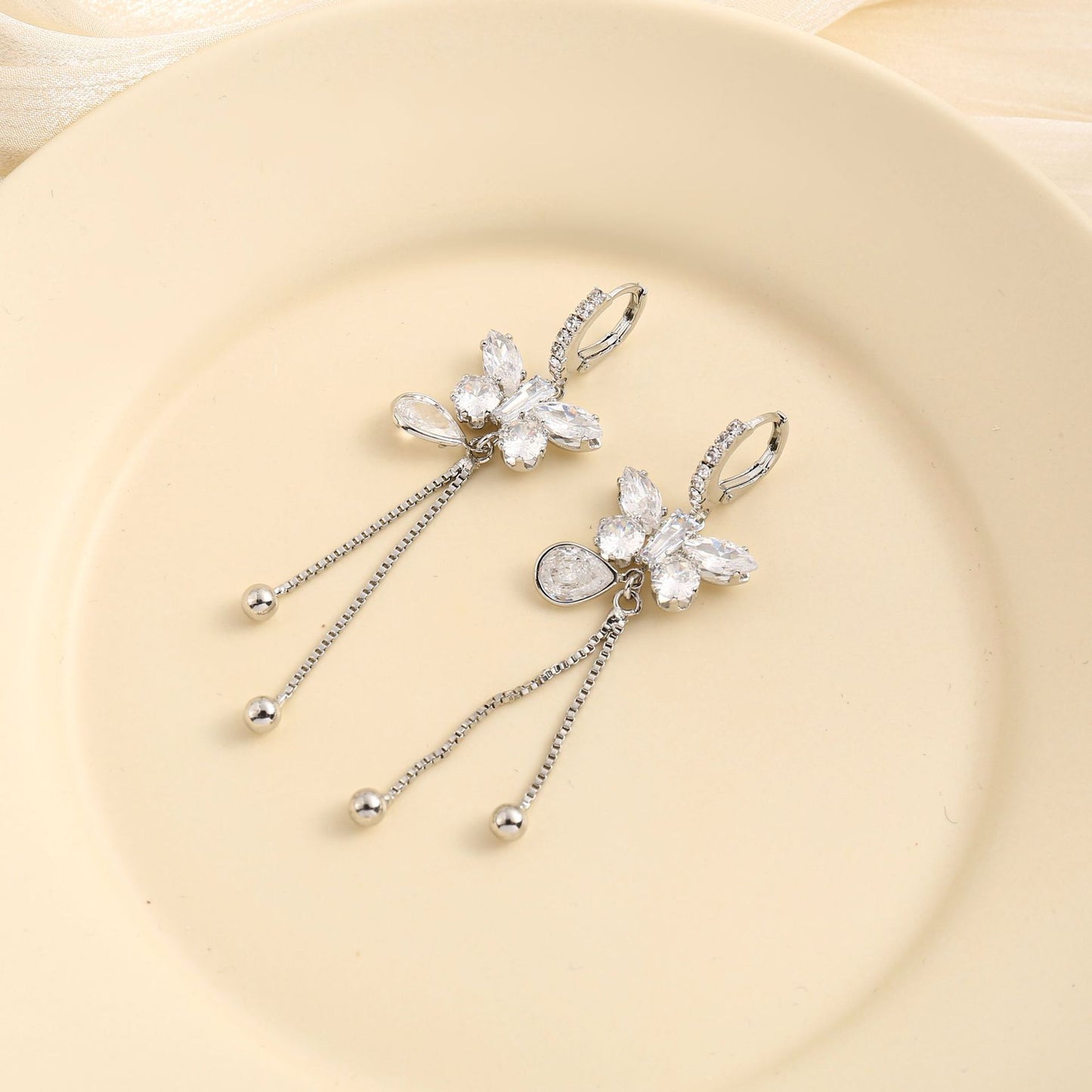 Butterfly Tassel Temperament Design Long Face Earrings